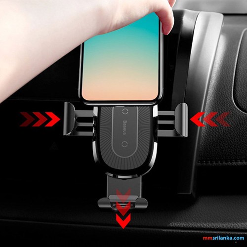 Baseus Wireless Charger Gravity Car Mount Phone Bracket Air Vent Holder + Qi Charger Black